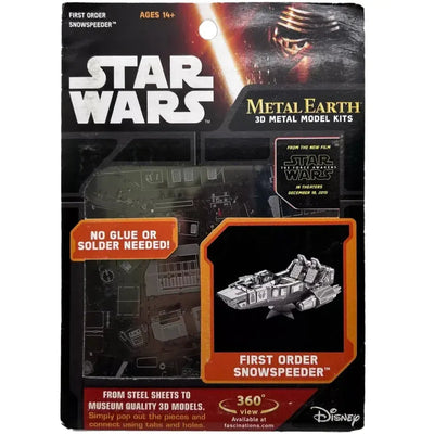 Star Wars - Unpainted First Order Snowspeeder Figure Model Kit (Steel, Challenging Difficulty) - Fascinations - Metal Earth Series