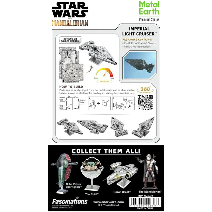 Star Wars - Unpainted Imperial Light Cruiser Ship Figure Model Kit (Steel, Challenging Difficulty) - Fascinations - Metal Earth Premium Series