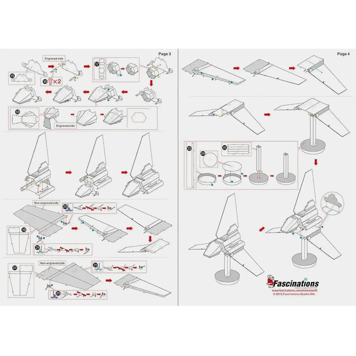 Star Wars - Unpainted Imperial Shuttle Figure Model Kit (Steel, Moderate Difficulty) - Fascinations - Metal Earth Series
