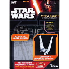 Star Wars - Unpainted Kylo Ren's Command Shuttle Figure Model Kit (Steel, Challenging Difficulty) - Fascinations - Metal Earth Series