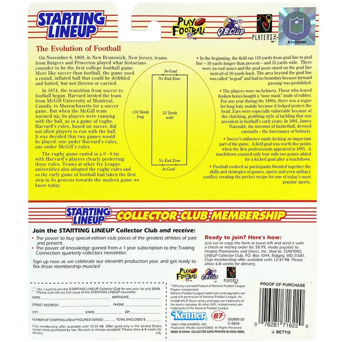 Starting Lineup [NFL: Pittsburgh Steelers] - Jerome Bettis Football Figure - Kenner - 1998 Edition Series