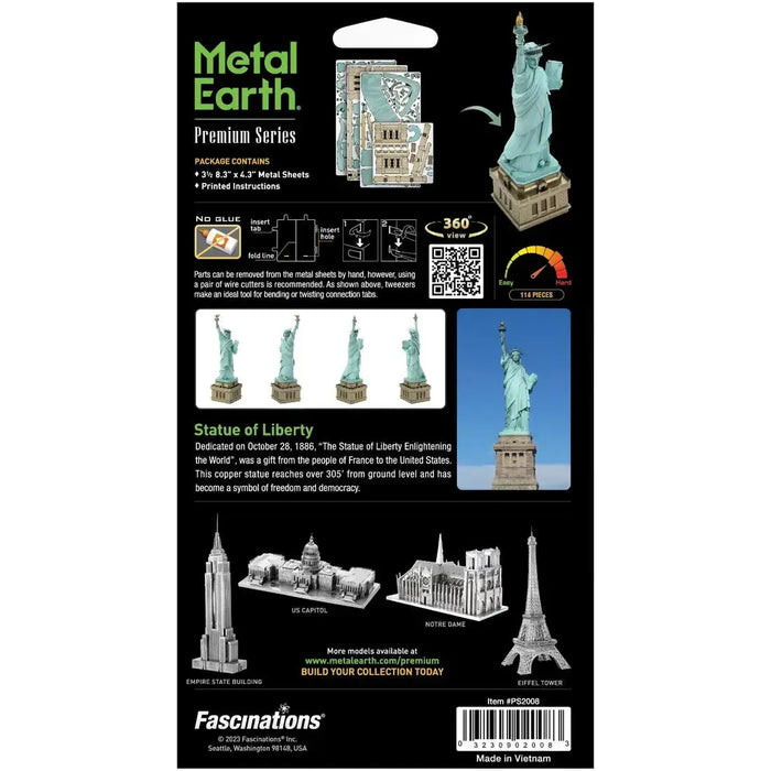 Statue of Liberty Figure Model Kit (Steel, Challenging Difficulty) - Fascinations - Metal Earth Premium Series