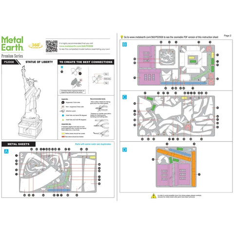 Statue of Liberty Figure Model Kit (Steel, Challenging Difficulty) - Fascinations - Metal Earth Premium Series