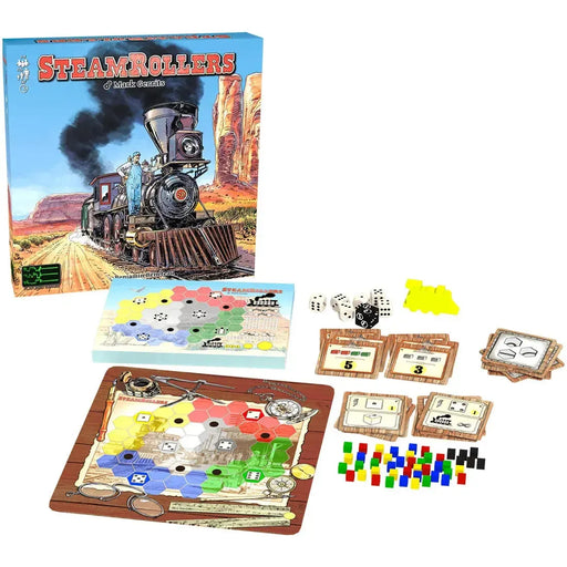SteamRollers - Dice-Based Civilization Board Game for Family, Adults, and Children (1-5 Players, Age 13+) - Flatlined Games