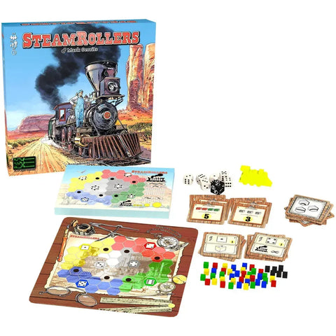 SteamRollers - Dice-Based Civilization Board Game for Family, Adults, and Children (1-5 Players, Age 13+) - Flatlined Games