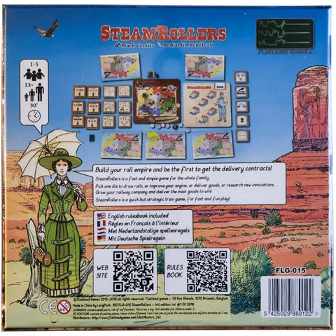 SteamRollers - Dice-Based Civilization Board Game for Family, Adults, and Children (1-5 Players, Age 13+) - Flatlined Games