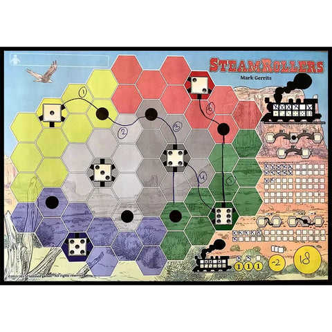 SteamRollers - Dice-Based Civilization Board Game for Family, Adults, and Children (1-5 Players, Age 13+) - Flatlined Games