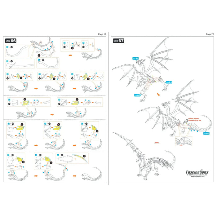 Steel Dragon Figure Model Kit (Steel, Hard Difficulty) - Fascinations - Metal Earth Premium Series - (2023)