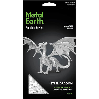 Steel Dragon Figure Model Kit (Steel, Hard Difficulty) - Fascinations - Metal Earth Premium Series - (2023)