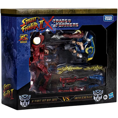 Street Fighter II x Transformers - Autobot Hot Rod as Ken & Arcee as Chun-Li Action Figure Set - Tomy