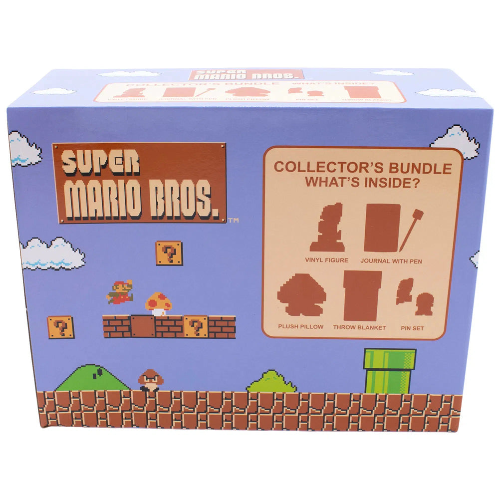 Super Mario Bros. - Overworld Collector's Gift Box Set - Culturefly - Plush Pillow, Throw Blanket, Pin Badge, Journal & Pen, Vinyl Figure