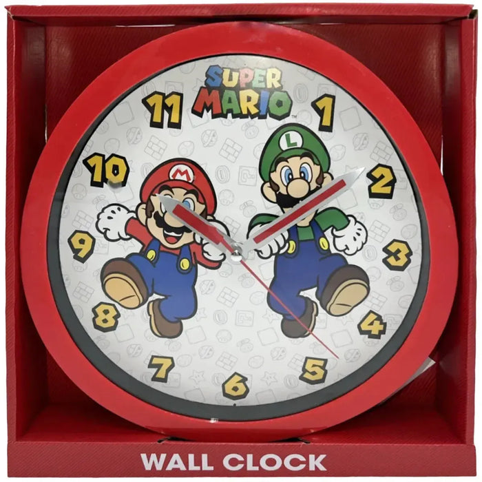 Super Mario Bros. - Red Happy Mario & Luigi Wall Clock (10") - Accutime
