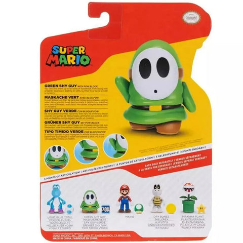 Super Mario - Green Shy Guy with POW Block Action Figure (4