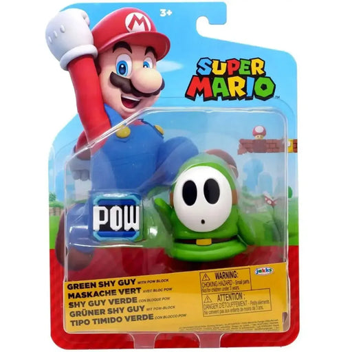 Super Mario - Green Shy Guy with POW Block Action Figure (4") - Jakks Pacific