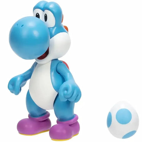 Super Mario - Light-Blue Yoshi with Egg Action Figure (4