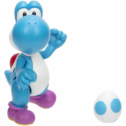 Super Mario - Light-Blue Yoshi with Egg Action Figure (4