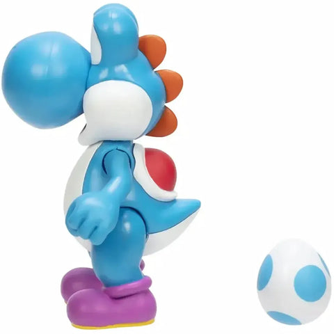 Super Mario - Light-Blue Yoshi with Egg Action Figure (4