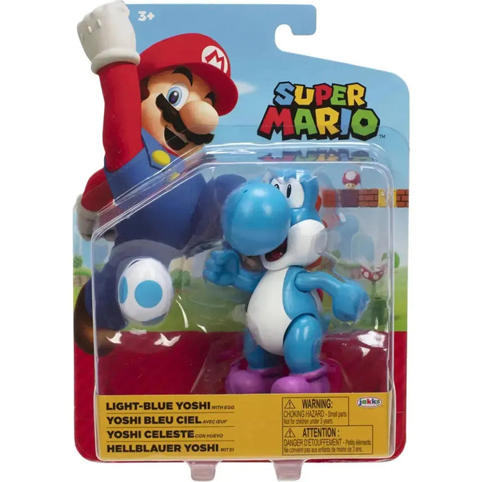 Super Mario - Light-Blue Yoshi with Egg Action Figure (4") - Jakks Pacific