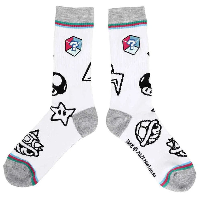 Super Mario - Mario Kart Items Crew Socks (Embroidered) - Bioworld