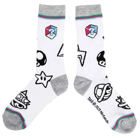 Super Mario - Mario Kart Items Crew Socks (Embroidered) - Bioworld