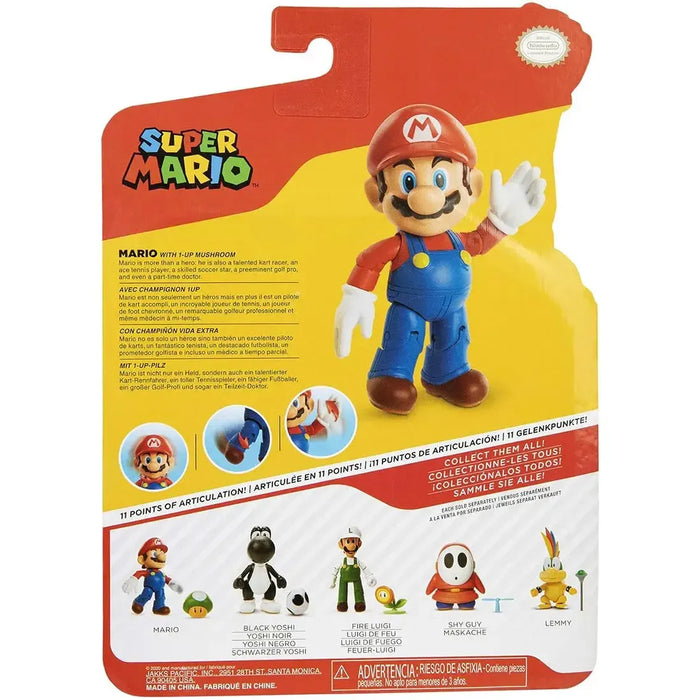 Super Mario - Mario with 1-UP Mushroom Action Figure (4") - Jakks Pacific
