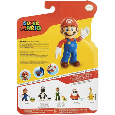 Super Mario - Mario with 1-UP Mushroom Action Figure (4
