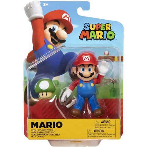 Super Mario - Mario with 1-UP Mushroom Action Figure (4