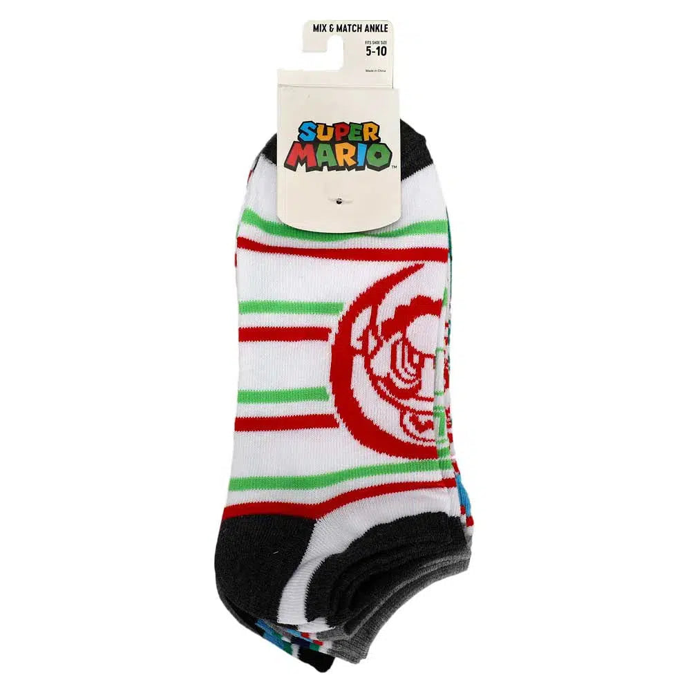 Super Mario - Mixed Icons Ankle Socks (5 Pairs) - Bioworld
