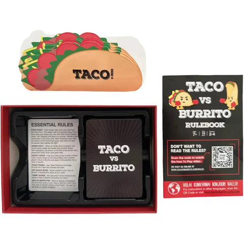Taco vs Burrito - Party Food Card Game for Family, Adults and Children (2-4 Players, Ages 7+) - Hot Taco