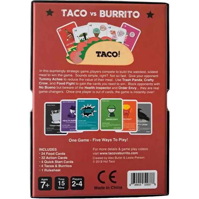 Taco vs Burrito - Party Food Card Game for Family, Adults and Children (2-4 Players, Ages 7+) - Hot Taco