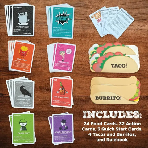 Taco vs Burrito - Party Food Card Game for Family, Adults and Children (2-4 Players, Ages 7+) - Hot Taco