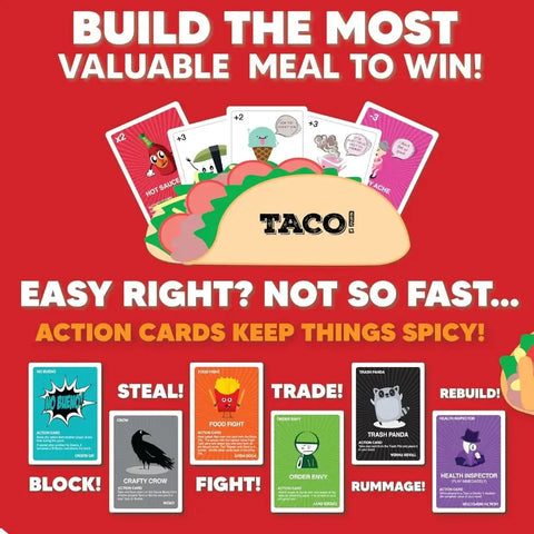 Taco vs Burrito - Party Food Card Game for Family, Adults and Children (2-4 Players, Ages 7+) - Hot Taco