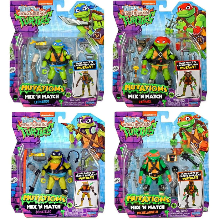 Tales of the Teenage Mutant Ninja Turtles - Mix ‘N Match Turtles 4-Pack Action Figure Set (Leonardo, Donatello, Michelangelo, Raphael) - Playmates Toys - (2024)