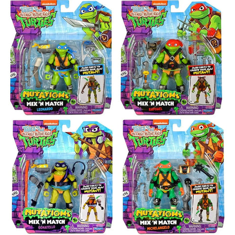 Tales of the Teenage Mutant Ninja Turtles - Mix ‘N Match Turtles 4-Pack Action Figure Set (Leonardo, Donatello, Michelangelo, Raphael) - Playmates Toys - (2024)