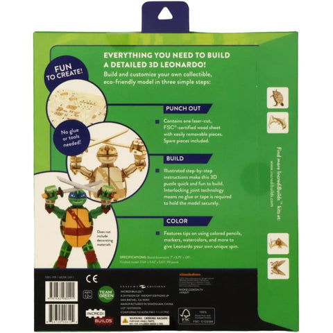Teenage Mutant Ninja Turtles - Leonardo 3D Wood Model Kit - Insight Editions - IncrediBuilds Series - (2016) - Image 3