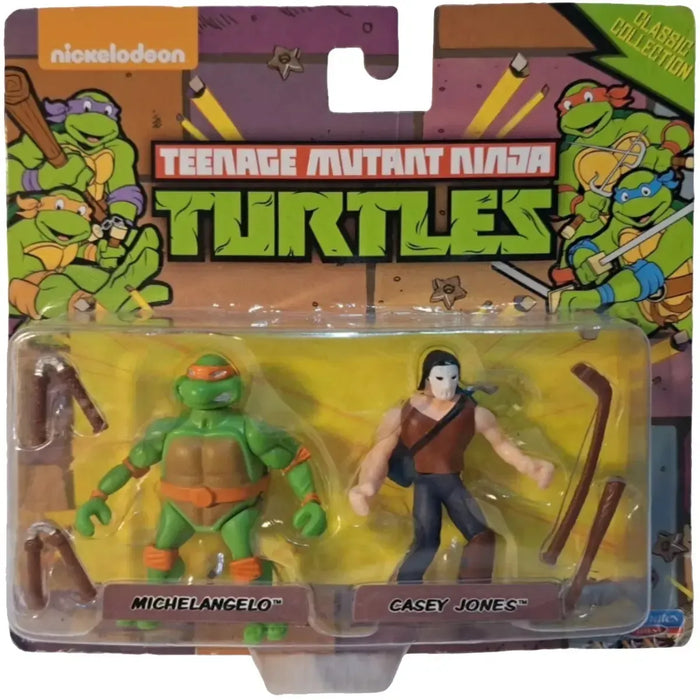 Teenage Mutant Ninja Turtles - Michelangelo & Casey Jones Action Figure Set (2.25") - Playmates Toys