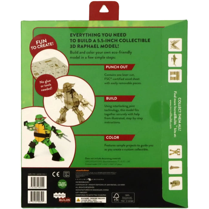 Teenage Mutant Ninja Turtles - Raphael 3D Wood Model Kit & Recipe Card - Insight Editions - IncrediBuilds Series - (2017)