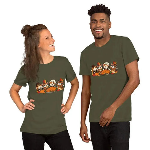 Thanksgiving Feast T-Shirt - Cute Pilgrim Cats and Turkey Graphic Tee - Image 16