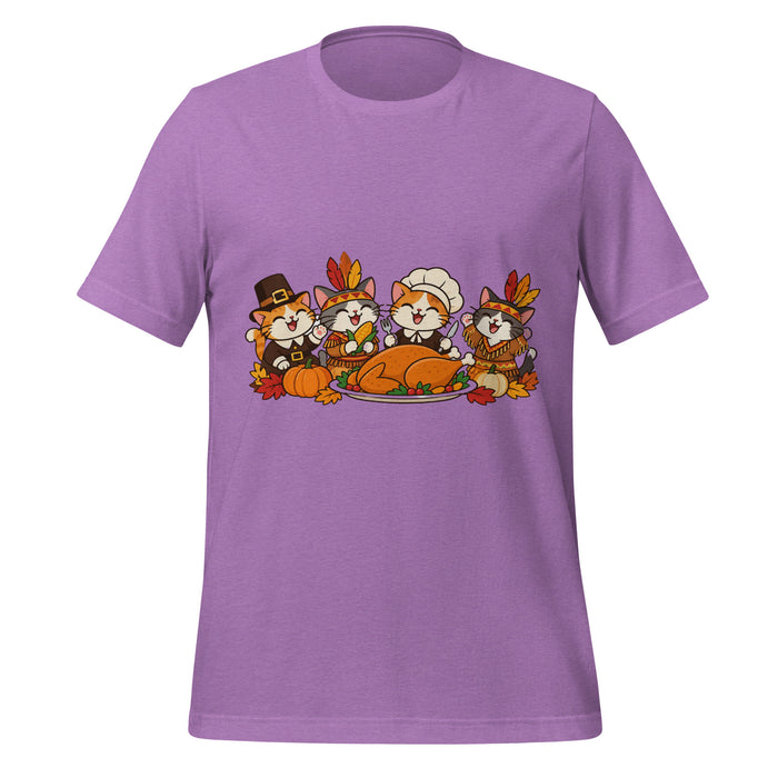 Thanksgiving Feast T-Shirt - Cute Pilgrim Cats and Turkey Graphic Tee