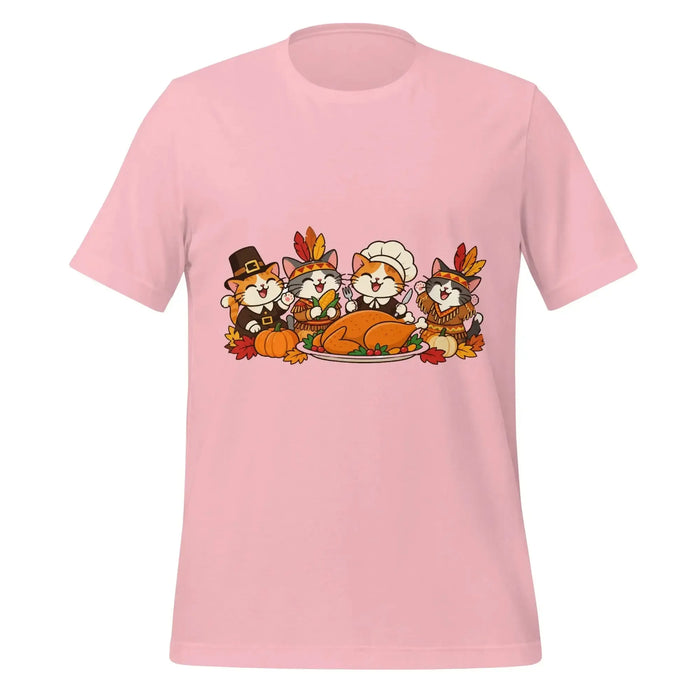 Thanksgiving Feast T-Shirt - Cute Pilgrim Cats and Turkey Graphic Tee