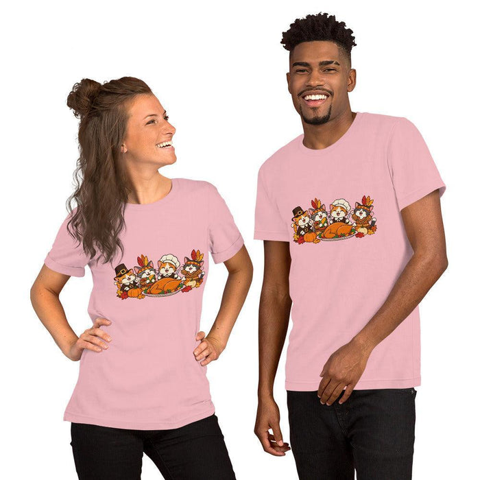 Thanksgiving Feast T-Shirt - Cute Pilgrim Cats and Turkey Graphic Tee