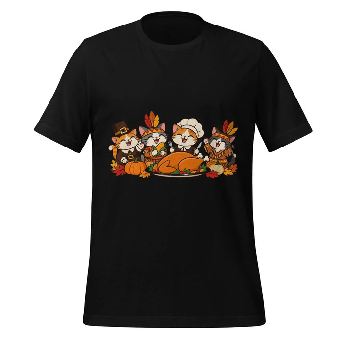 Thanksgiving Feast T-Shirt - Cute Pilgrim Cats and Turkey Graphic Tee