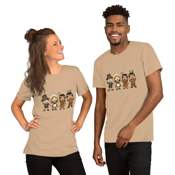 Thanksgiving Gathering T-Shirt - Cute Pilgrim Harvest Graphic Tee
