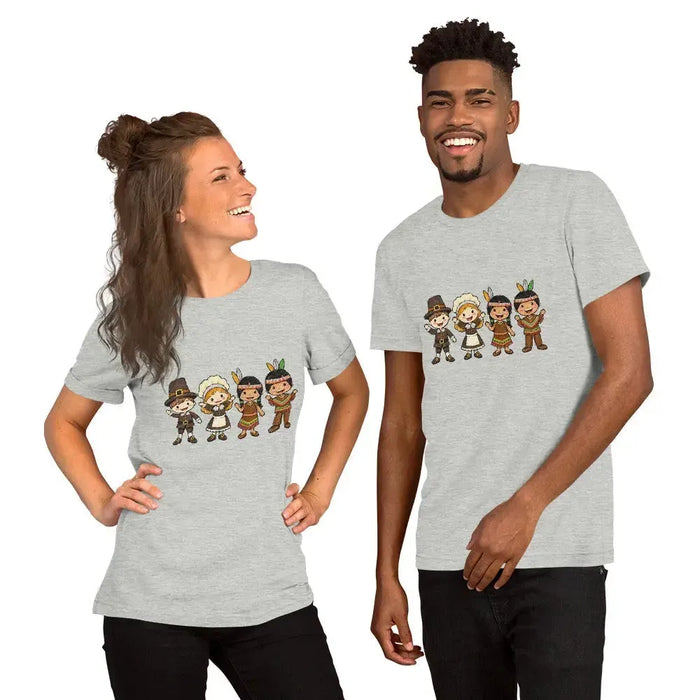 Thanksgiving Gathering T-Shirt - Cute Pilgrim Harvest Graphic Tee