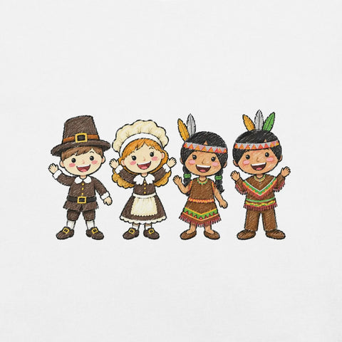 Thanksgiving Gathering T-Shirt - Cute Pilgrim Harvest Graphic Tee - Image 46