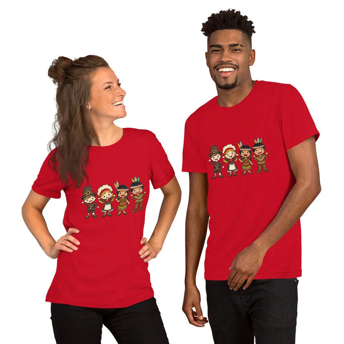Thanksgiving Gathering T-Shirt - Cute Pilgrim Harvest Graphic Tee