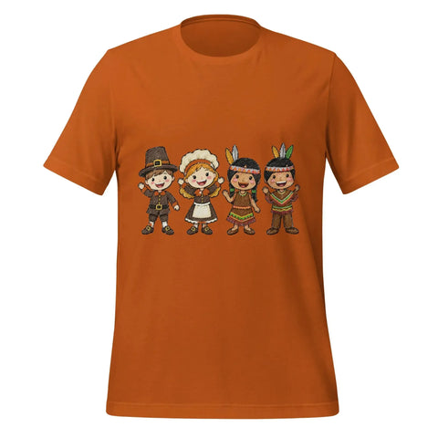 Thanksgiving Gathering T-Shirt - Cute Pilgrim Harvest Graphic Tee - Image 5
