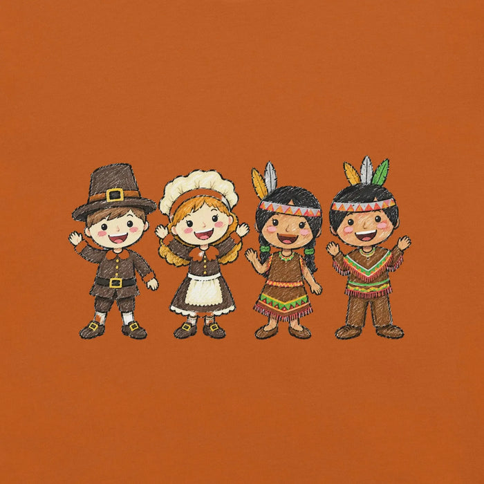 Thanksgiving Gathering T-Shirt - Cute Pilgrim Harvest Graphic Tee
