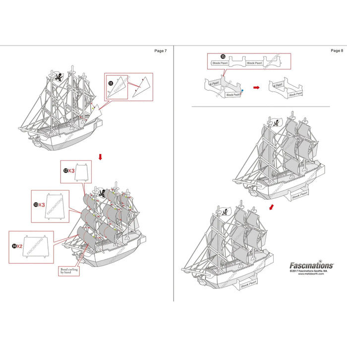 The Black Pearl Pirate Ship Figure Model Kit (Steel, Easy Difficulty) - Fascinations - Metal Earth Series - (2023)