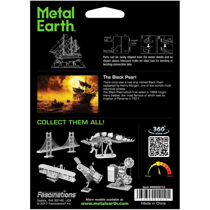 The Black Pearl Pirate Ship Figure Model Kit (Steel, Easy Difficulty) - Fascinations - Metal Earth Series - (2023)
